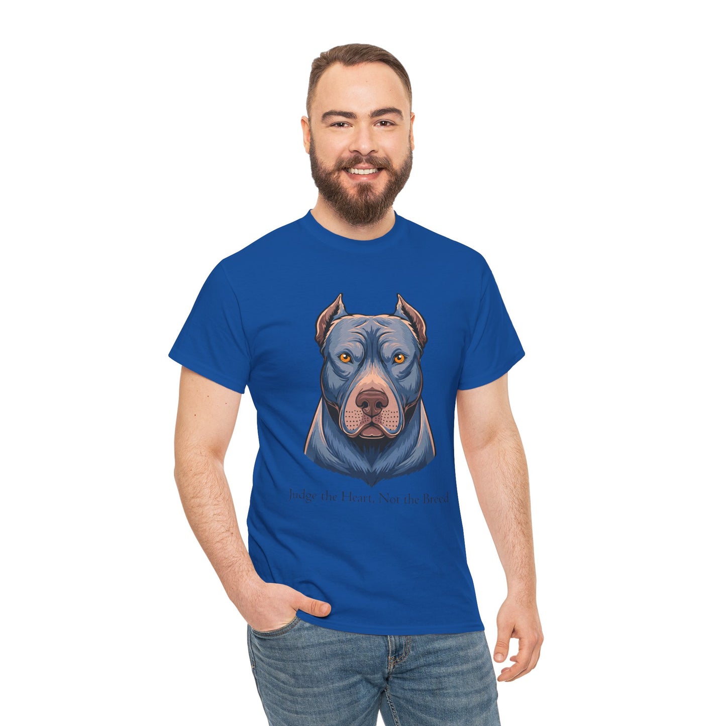 Camiseta unisex de algodón grueso Pit Bull - Juzga el corazón, no la raza