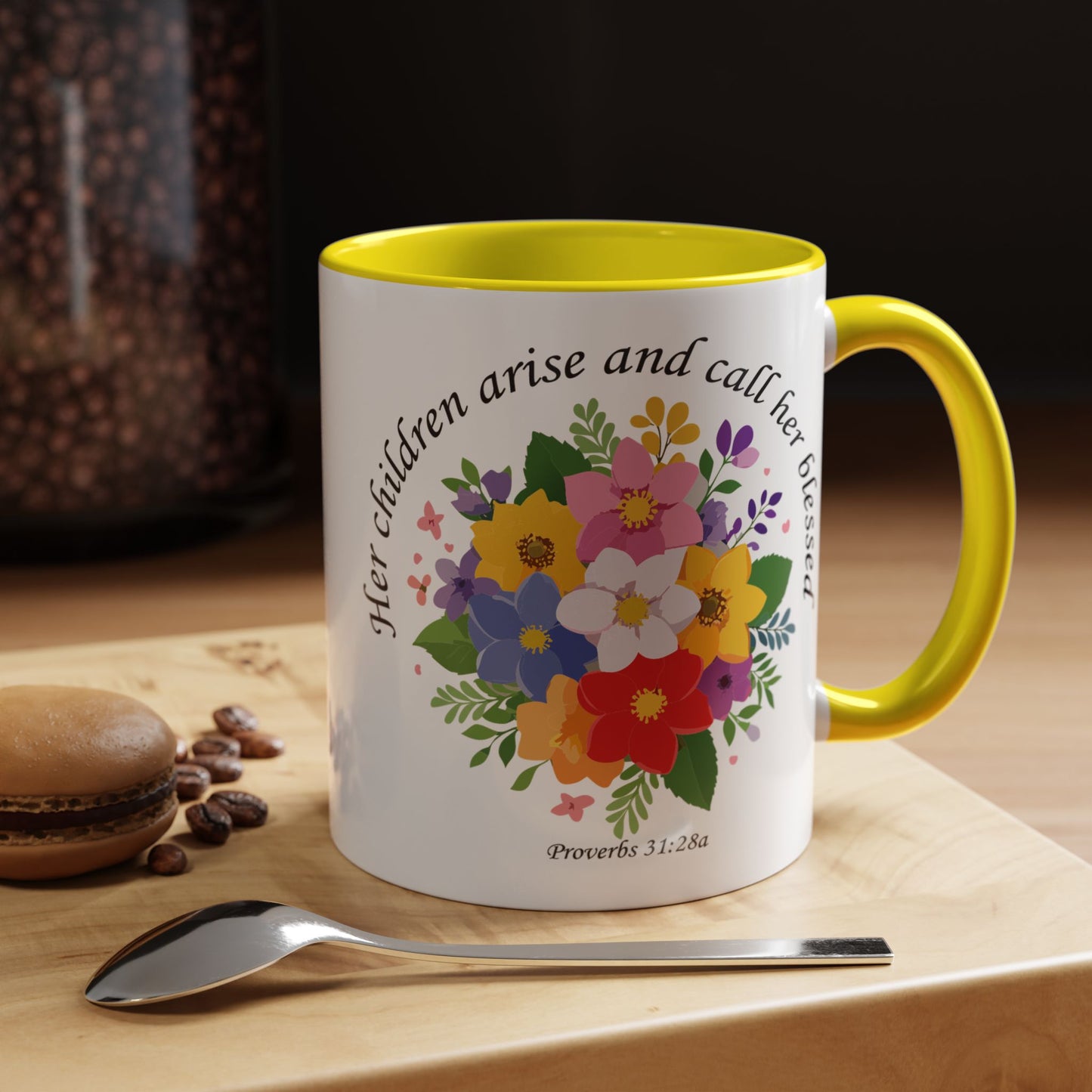 Floral Inspirational Coffee Mug - 'Her Children Arise and Call Her Blessed' - Perfect Gift for Moms
