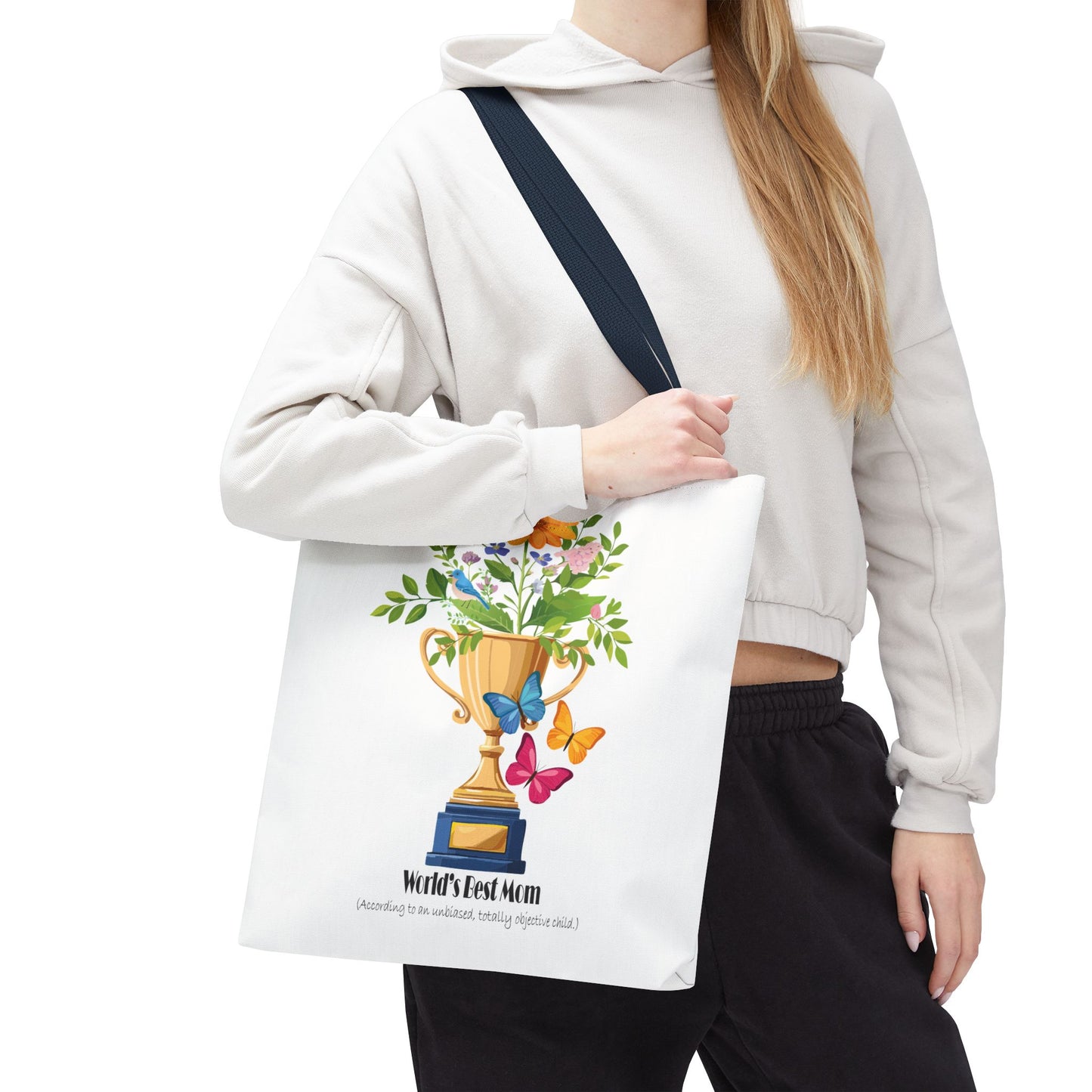 Floral Trophy Tote Bag - World's Best Mom Design