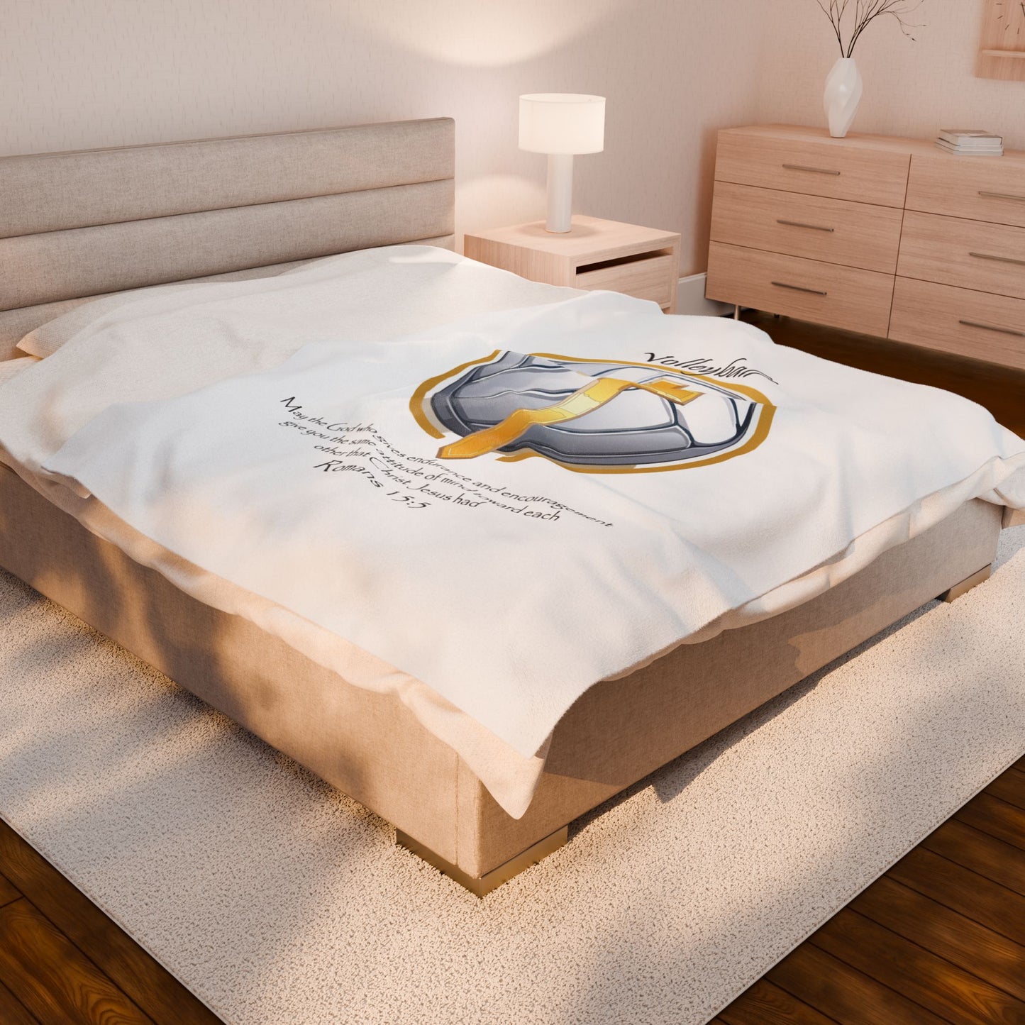 Manta de terciopelo con diseño de voleibol inspiradora - Faith & Comfort
