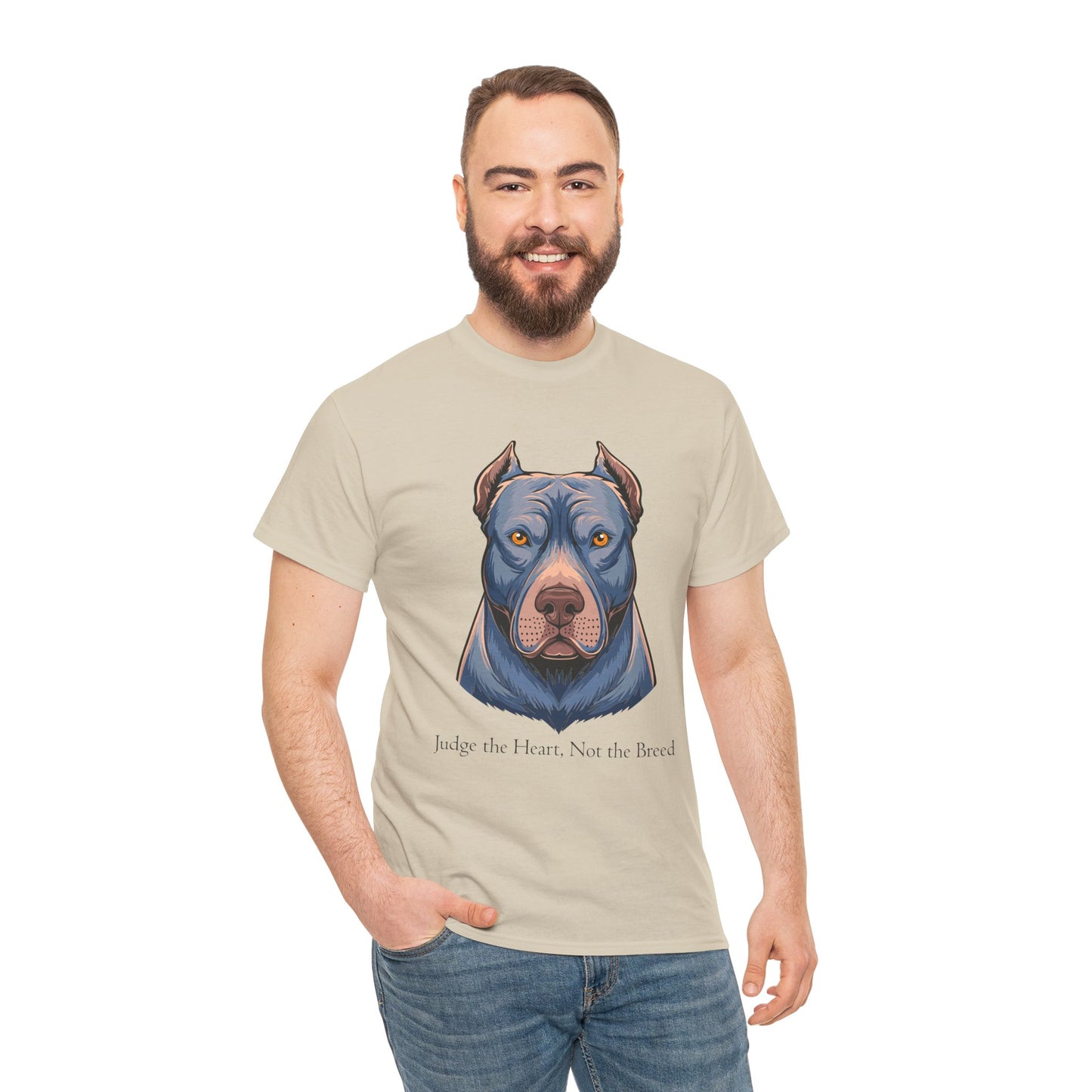 Camiseta unisex de algodón grueso Pit Bull - Juzga el corazón, no la raza