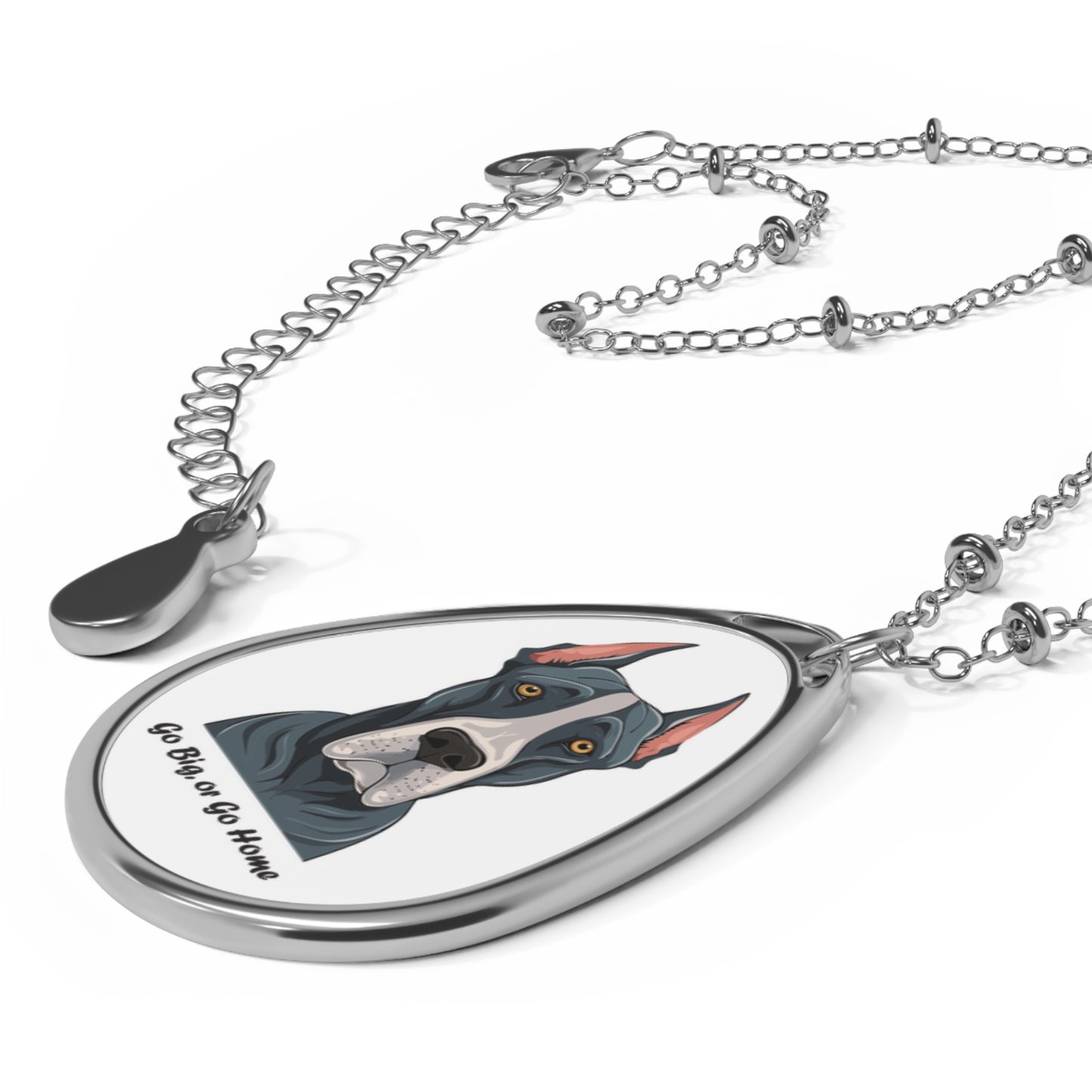 Great Dane Oval Necklace - "Go Big or Go Home" Pet Charm Pendant