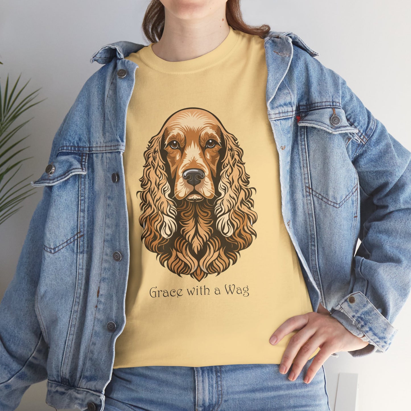 Camiseta unisex de algodón grueso con diseño de Cocker Spaniel - Grace with a Wag