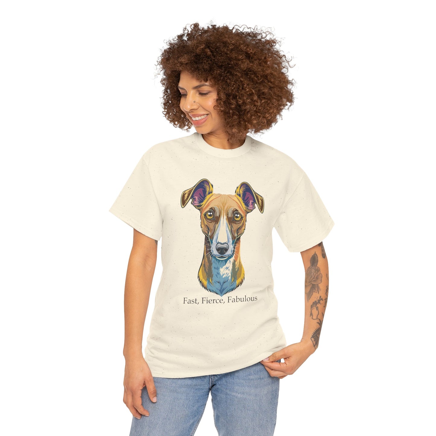 Whippet - Camiseta unisex de algodón grueso, rápida, feroz y fabulosa