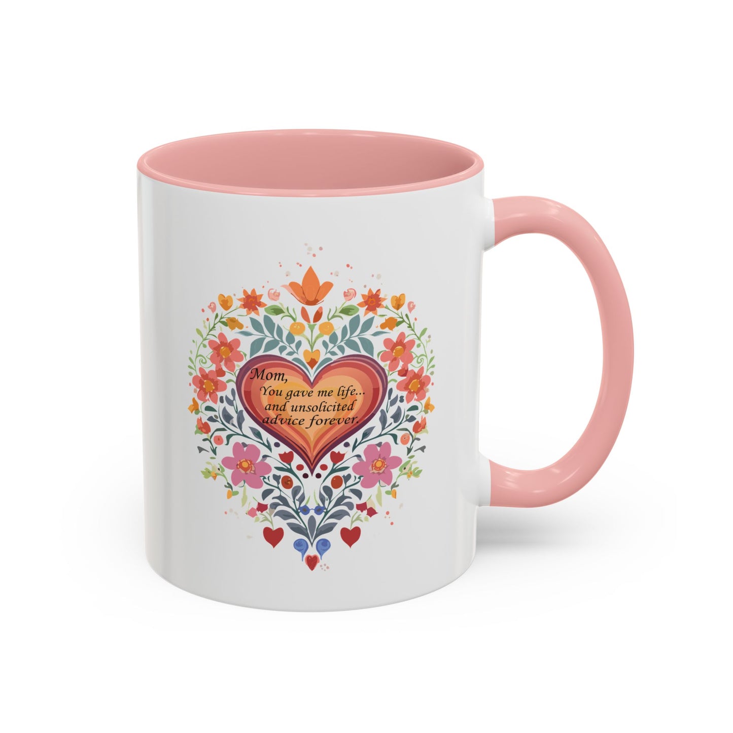 Mom Appreciation Heart Coffee Mug | Floral Design | 11 & 15oz Accent Mug