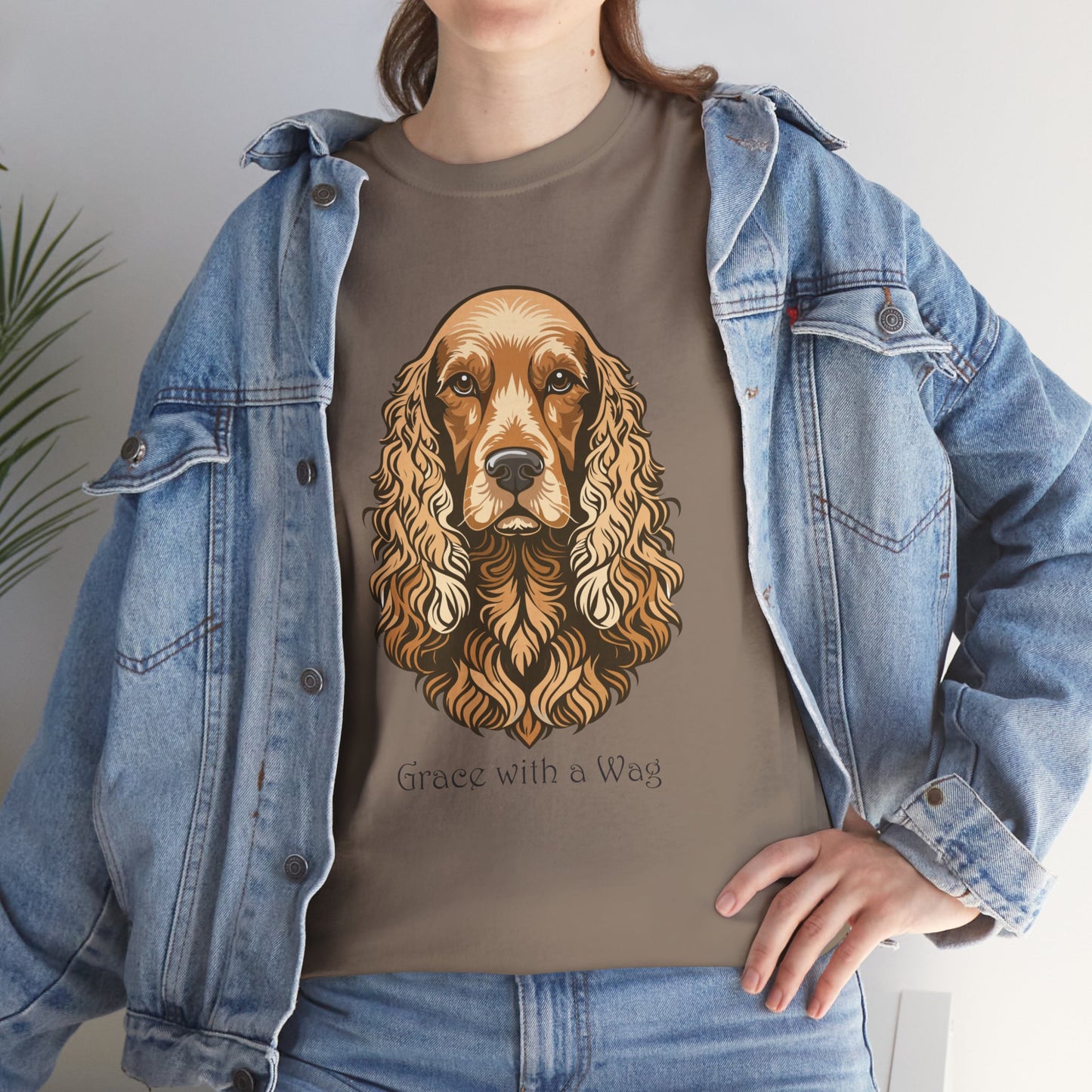 Camiseta unisex de algodón grueso con diseño de Cocker Spaniel - Grace with a Wag