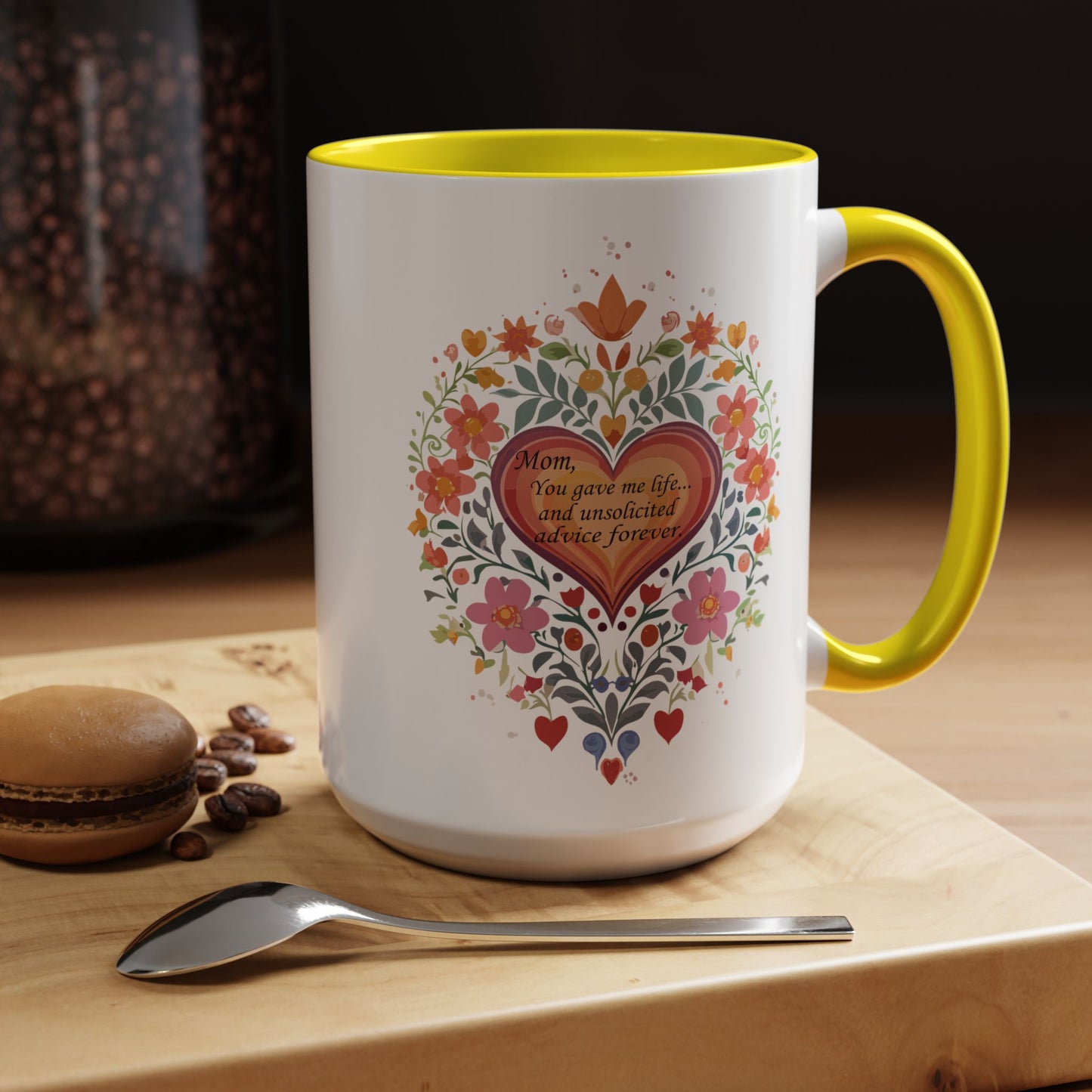 Mom Appreciation Heart Coffee Mug | Floral Design | 11 & 15oz Accent Mug