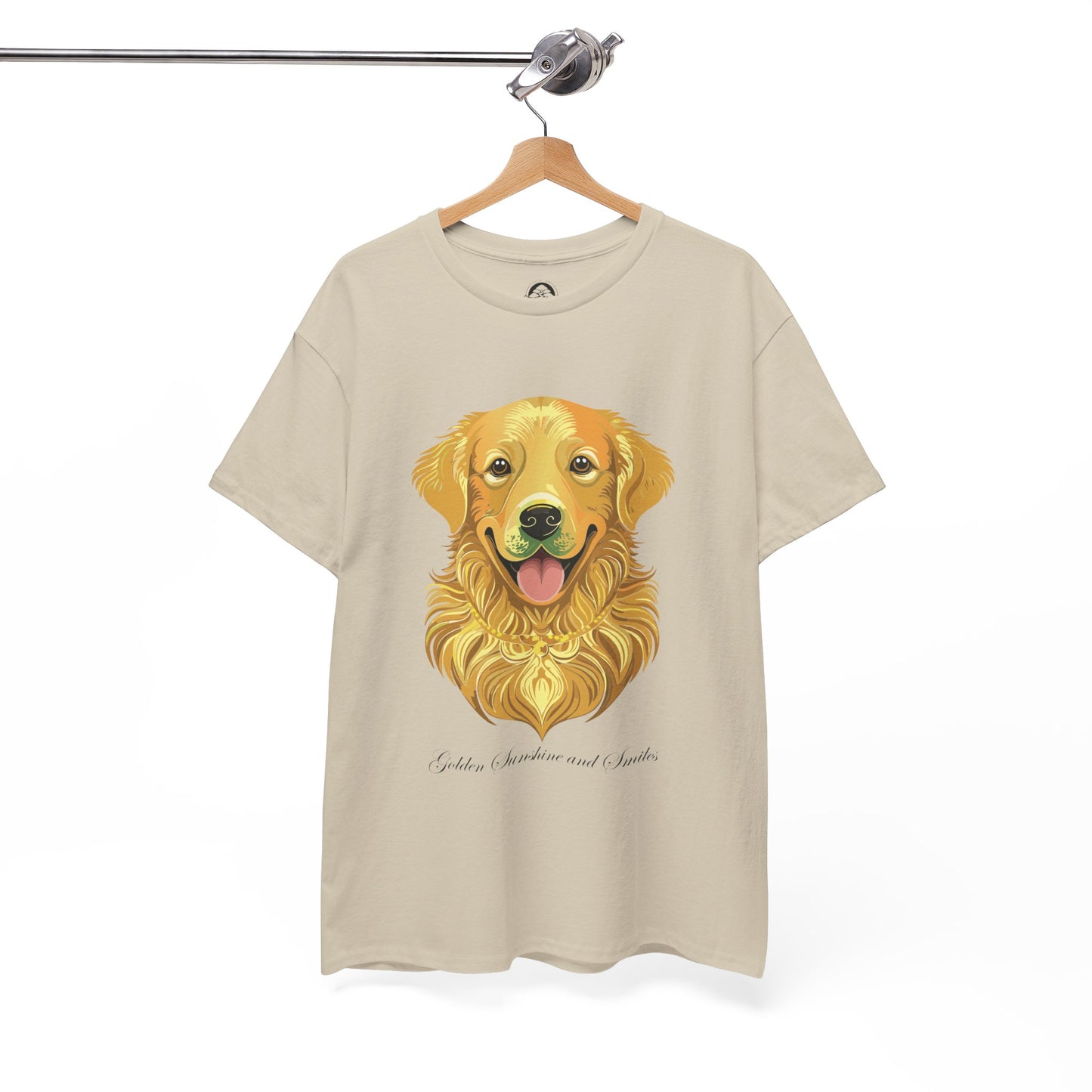 Golden Retriever - Camiseta unisex de algodón grueso con sol y sonrisas doradas