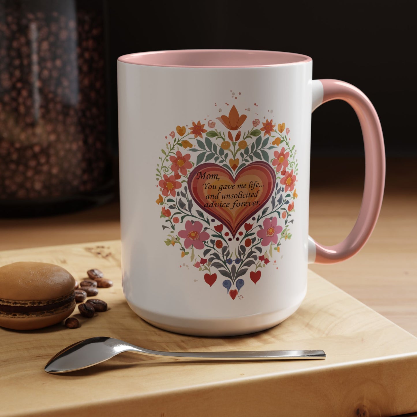 Mom Appreciation Heart Coffee Mug | Floral Design | 11 & 15oz Accent Mug