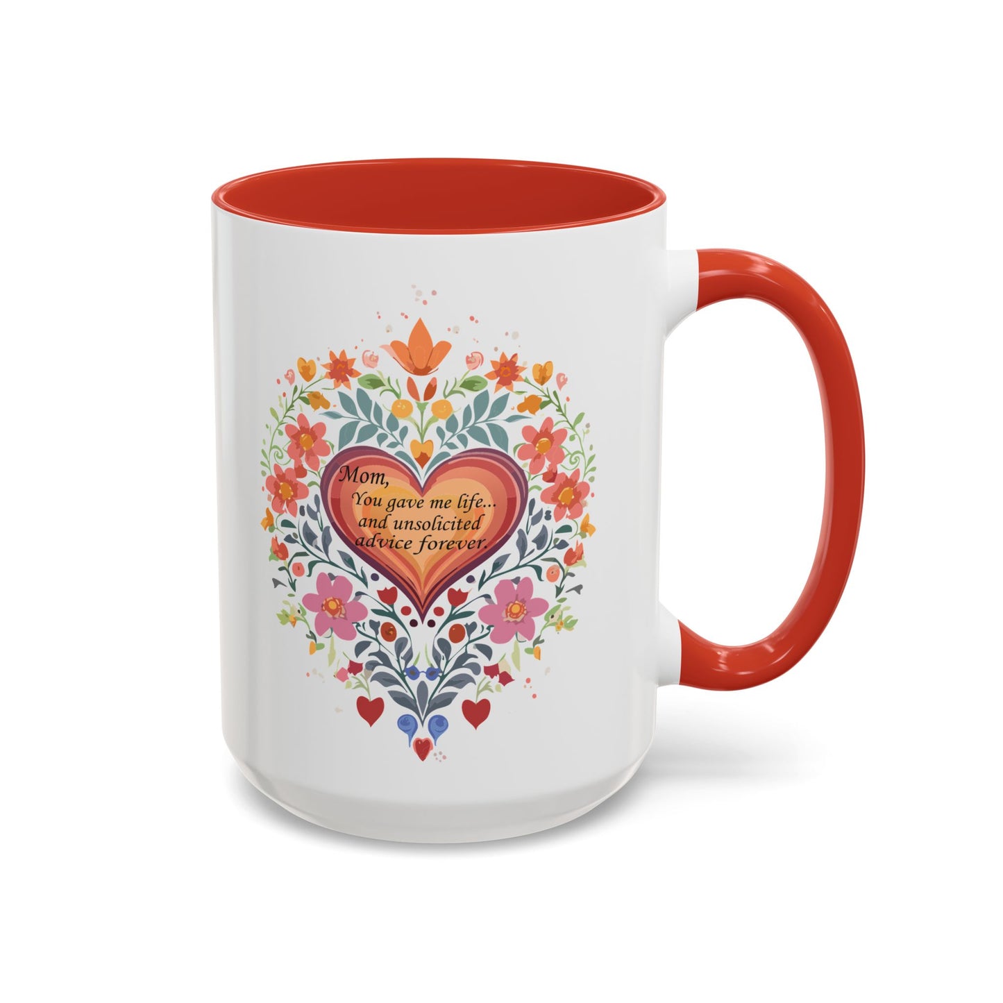 Mom Appreciation Heart Coffee Mug | Floral Design | 11 & 15oz Accent Mug