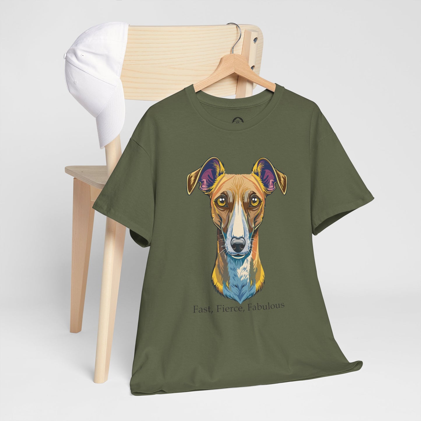 Whippet - Camiseta unisex de algodón grueso, rápida, feroz y fabulosa