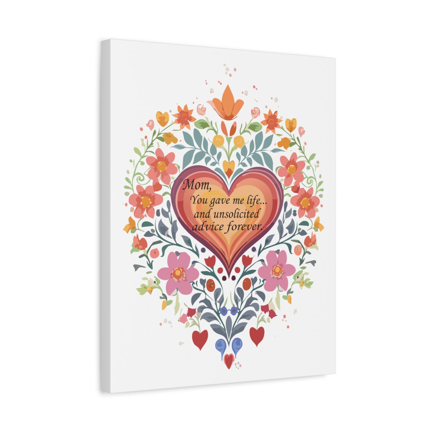 Floral Heart Canvas Art - Perfect Gift for Mom