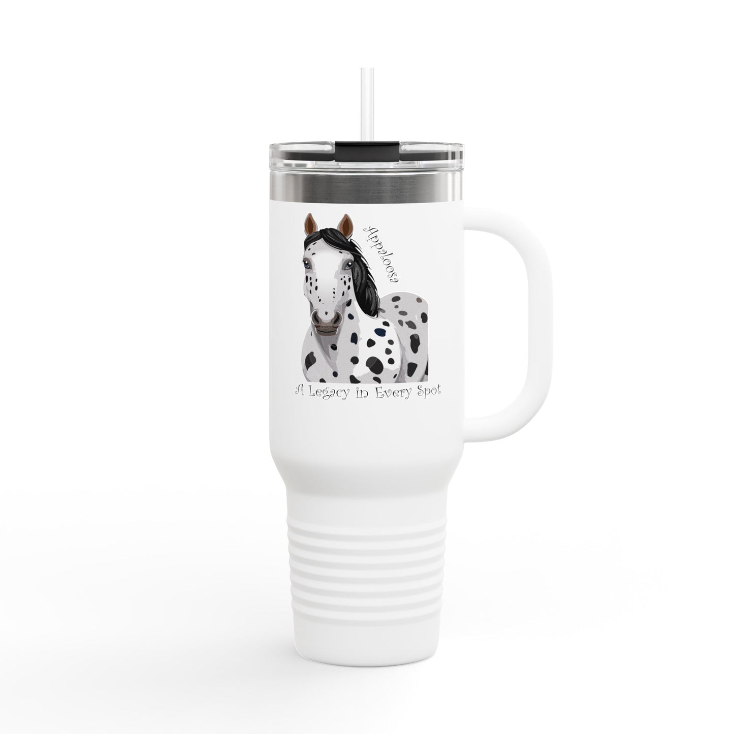 Appaloosa 40oz Insulated Travel Mug - "A Legend In Every Spot" - Perfect for Animal Lovers