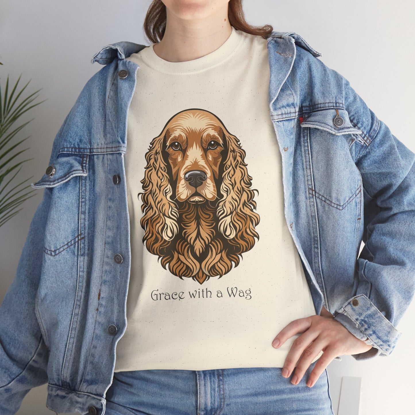 Camiseta unisex de algodón grueso con diseño de Cocker Spaniel - Grace with a Wag
