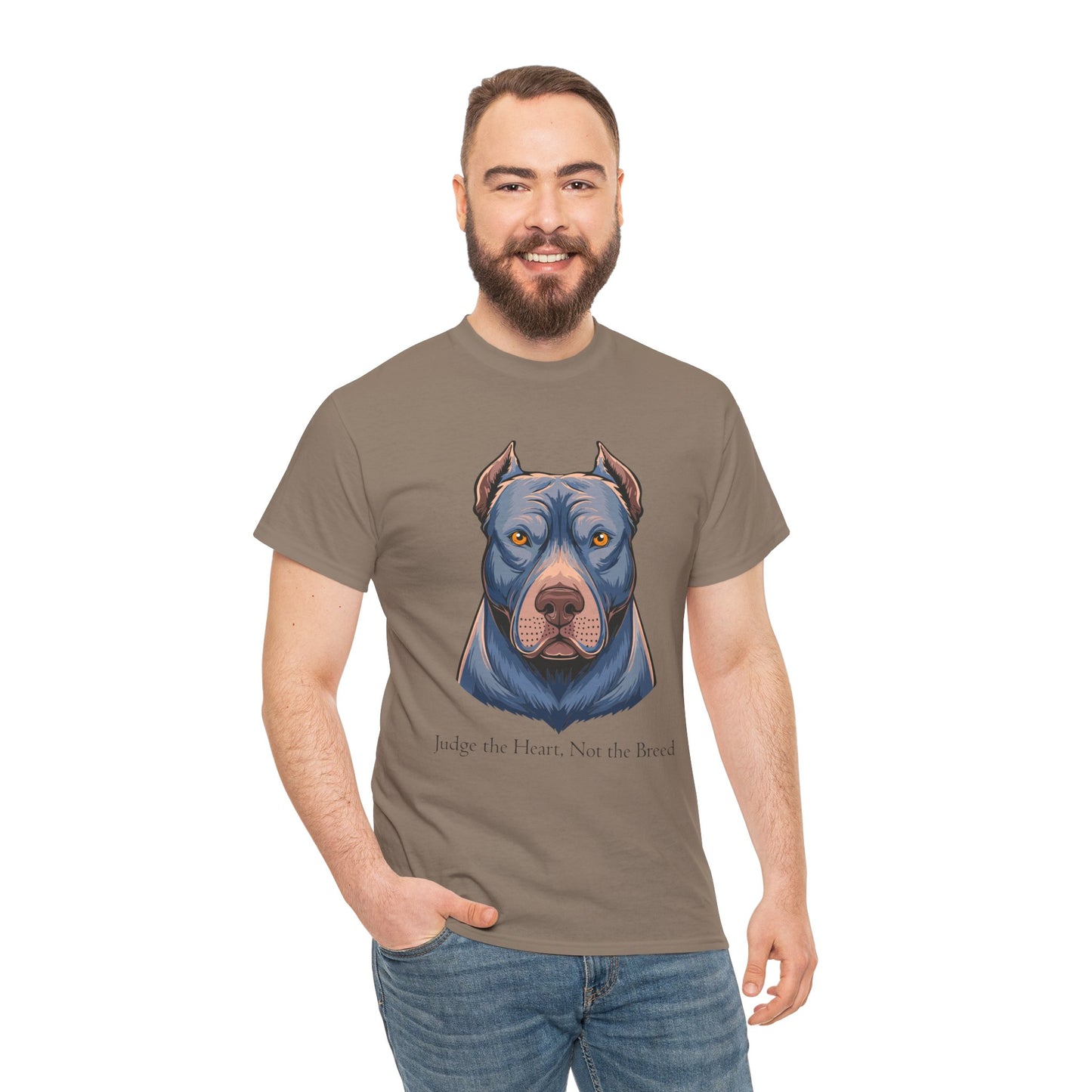 Camiseta unisex de algodón grueso Pit Bull - Juzga el corazón, no la raza