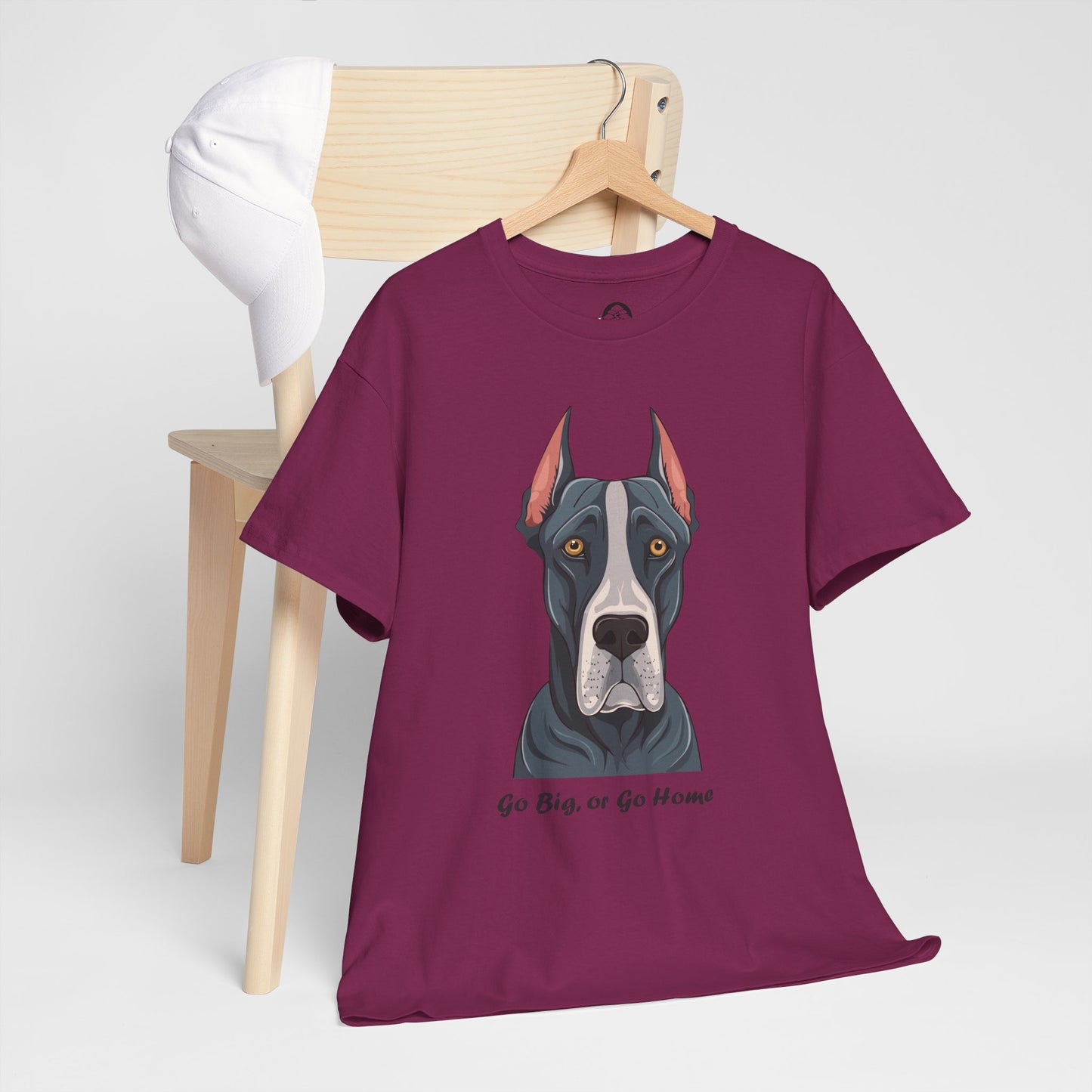 Camiseta unisex de algodón grueso "Gran Danés - Go Big, or Go Home"