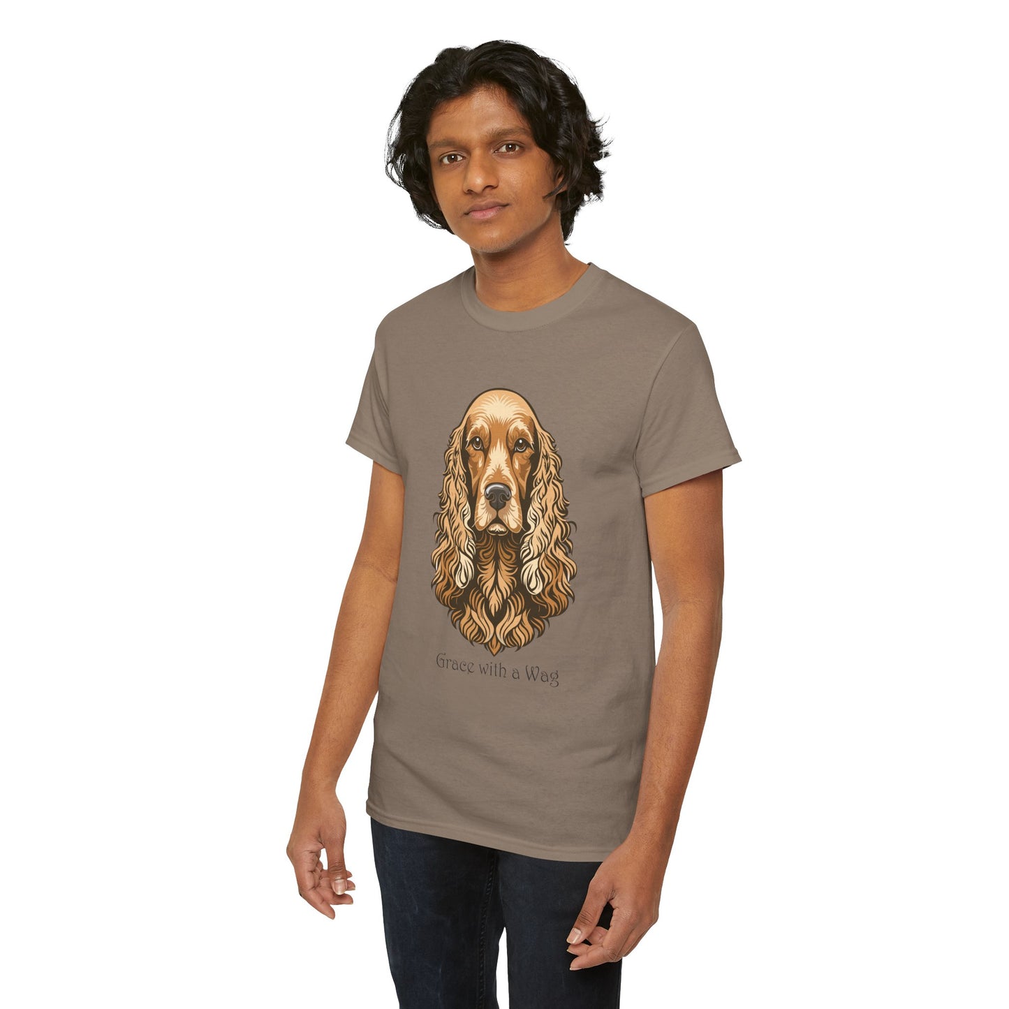 Camiseta unisex de algodón grueso con diseño de Cocker Spaniel - Grace with a Wag