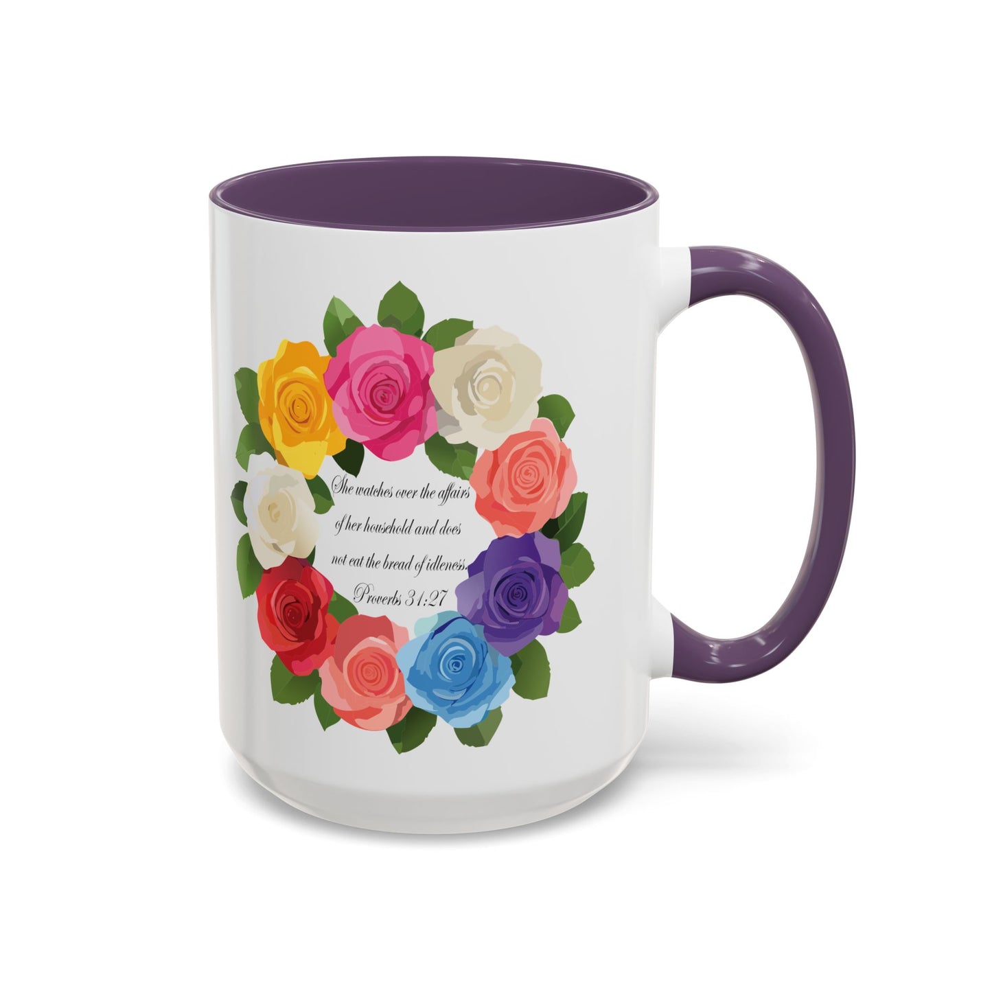 Inspirational Floral Coffee Mug for Mom- Proverbs 31:27