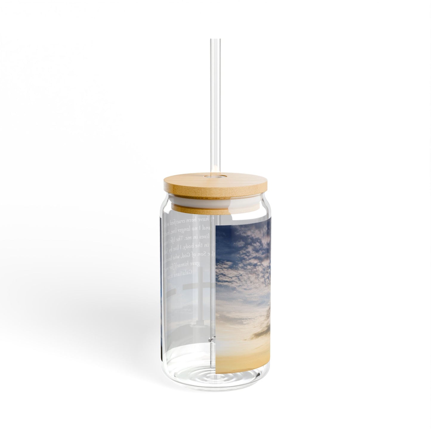 Vaso inspirador con frase de fe "Tres Cruces" - 16 oz - Vaso ecológico