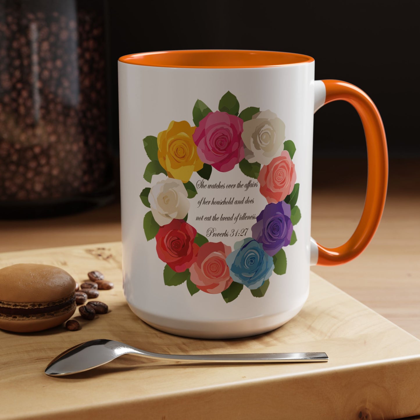 Inspirational Floral Coffee Mug for Mom- Proverbs 31:27
