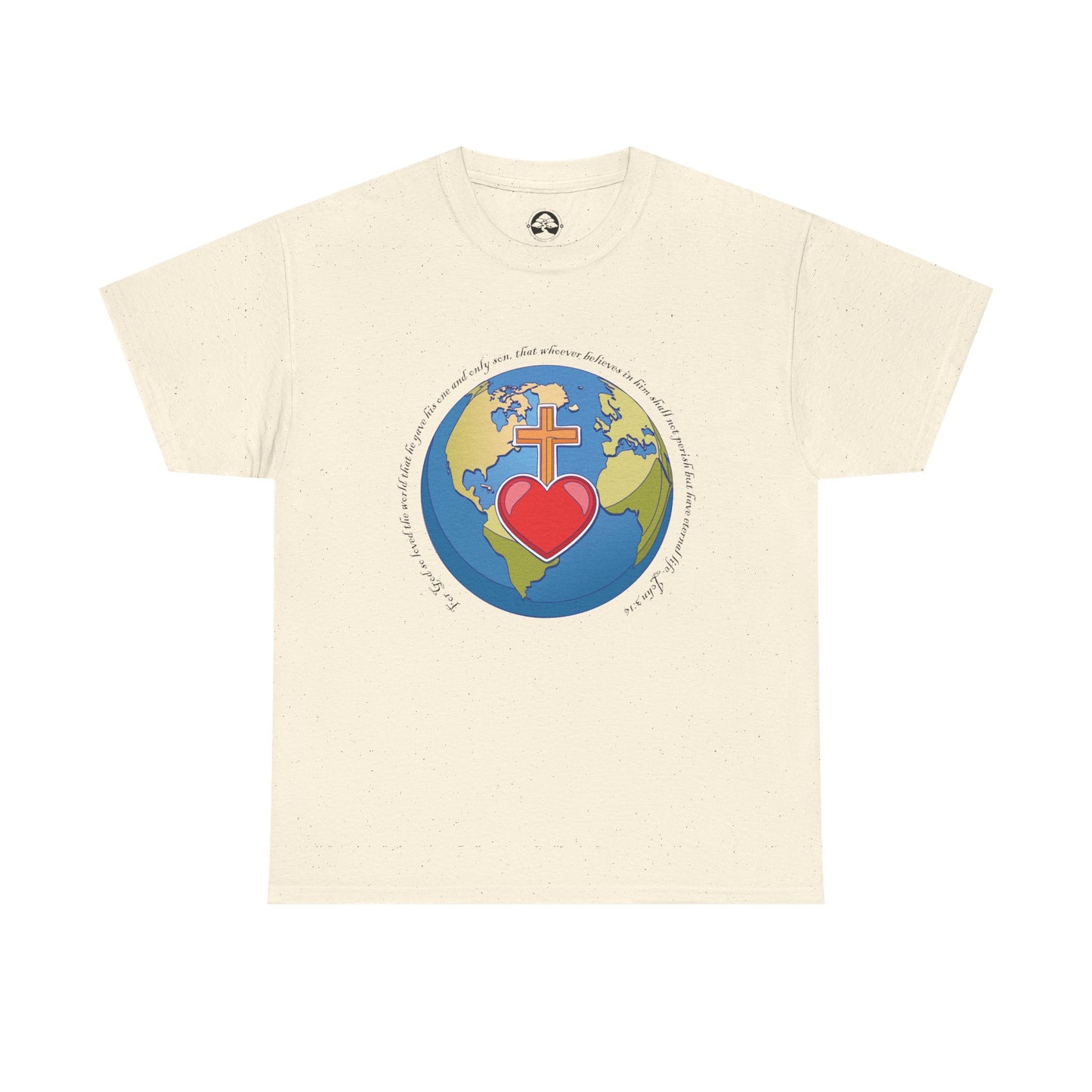 Camiseta de algodón unisex ecológica - Diseño "Porque tanto amó Dios al mundo"