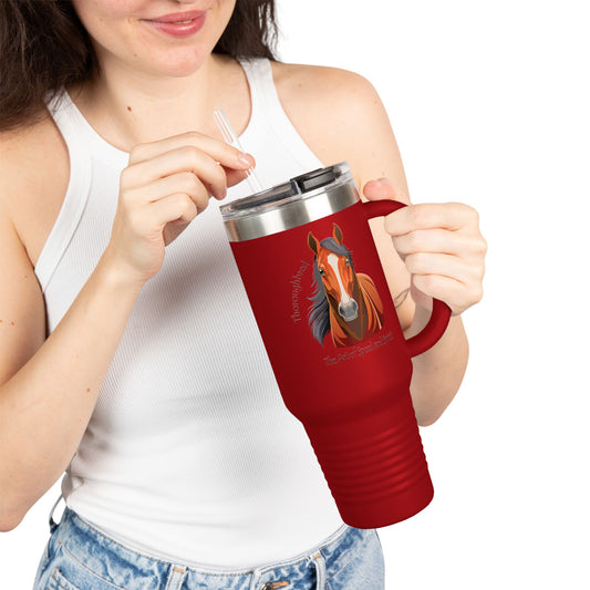 Thoroughbred Horse Insulated Travel Mug - 40oz, Perfect for Horse Lovers