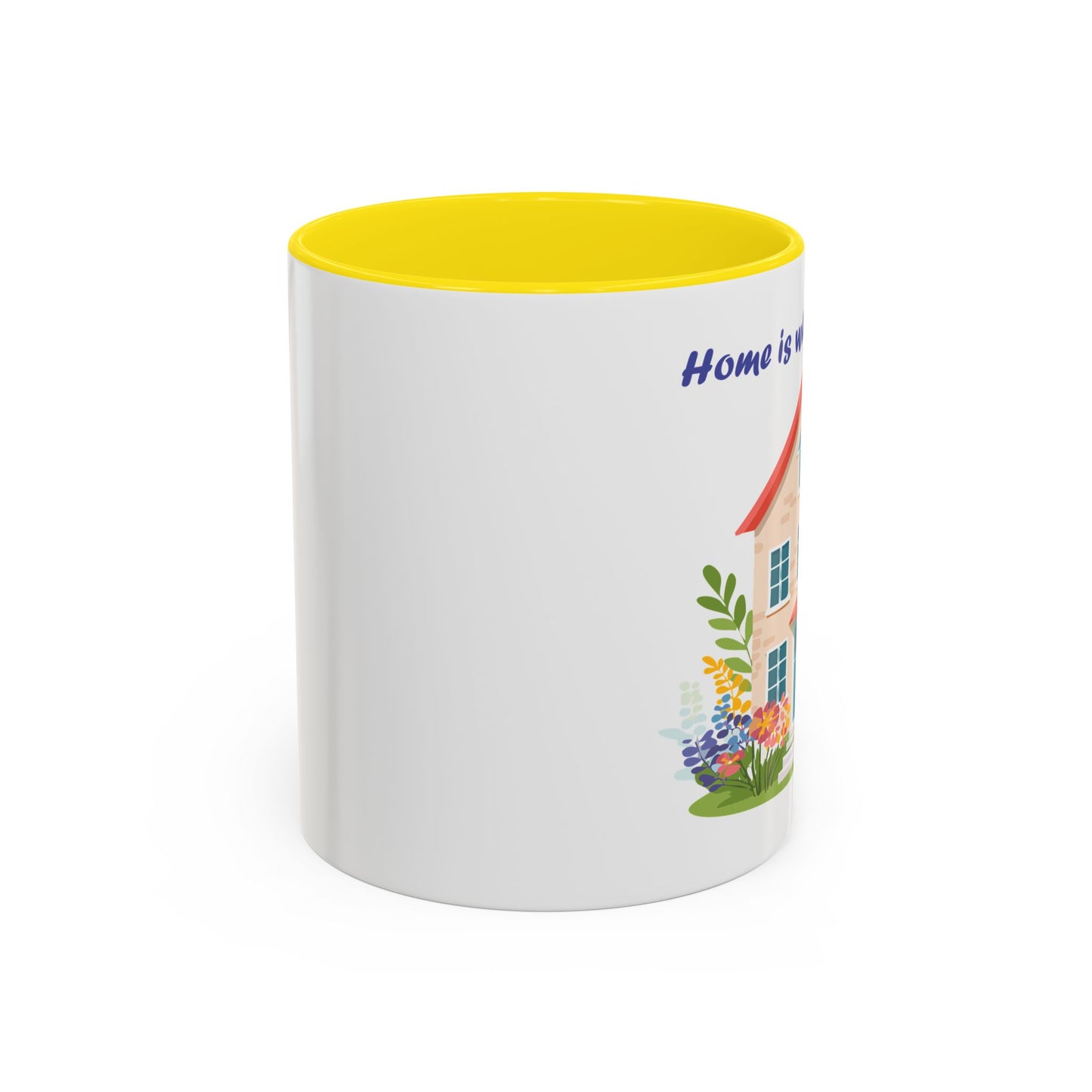 Home is Where Mom Is Accent Coffee Mug - Cute Floral Design (11oz & 15oz)