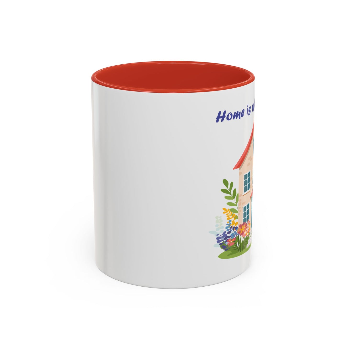Home is Where Mom Is Accent Coffee Mug - Cute Floral Design (11oz & 15oz)