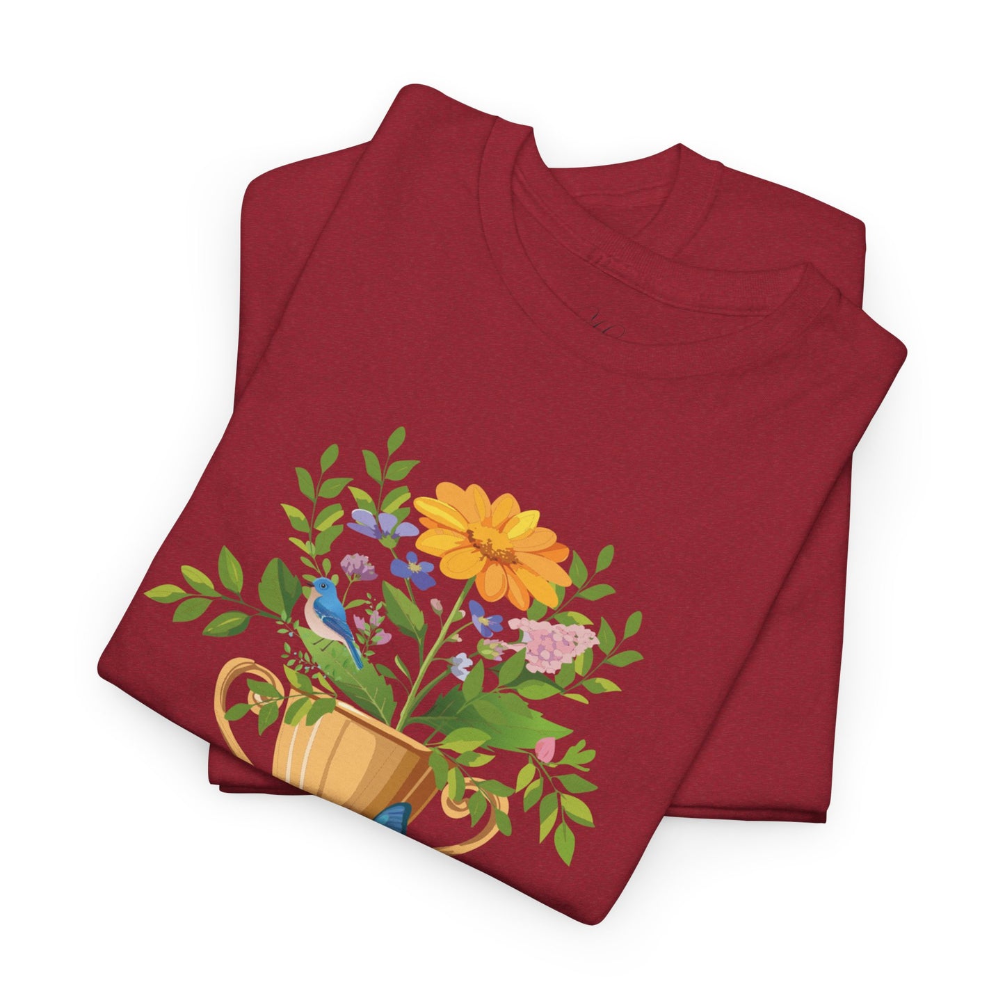 Floral Trophy for Mom Unisex Heavy Cotton Tee - Celebrating Achievement with Butterflies