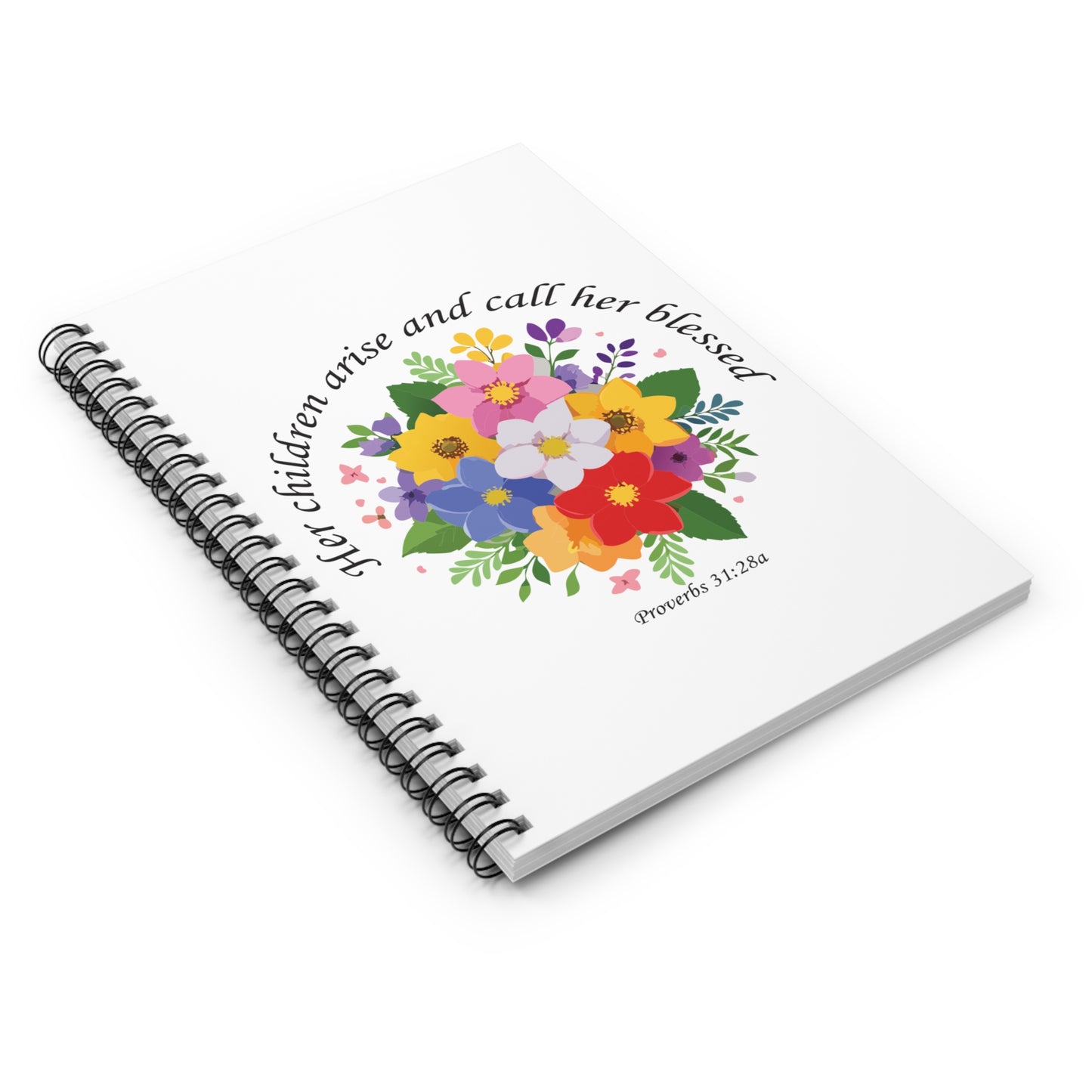 Floral Inspirational Spiral Notebook for Mom - Proverbs 31:28