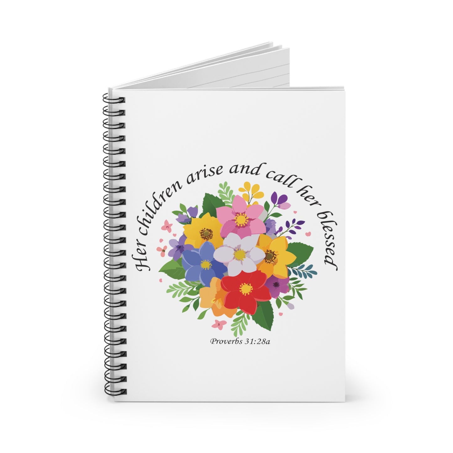 Floral Inspirational Spiral Notebook for Mom - Proverbs 31:28