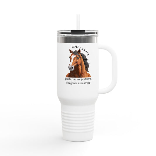 Oldenburg Elegant Horse Insulated Travel Mug, 40oz - Perfect for Equestrian Lovers