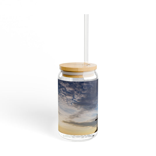 Vaso inspirador con frase de fe "Tres Cruces" - 16 oz - Vaso ecológico 