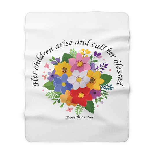 Floral Proverbs Sherpa Fleece Blanket for Mom- Cozy and Inspirational Throw for Home Decor & Gifts