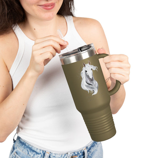 Elegant Andalusian Horse Design Insulated Travel Mug - 40oz Reusable Tumbler