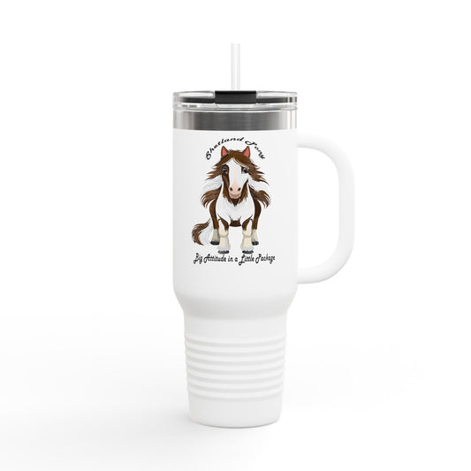 Shetland Pony Insulated Travel Mug - 40oz Horse Lover's Cup with Inspirational Quote