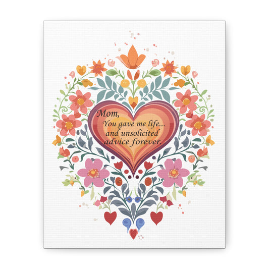 Floral Heart Canvas Art - Perfect Gift for Mom