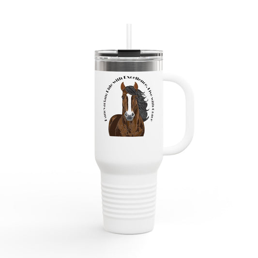 Hanovarian Horse Lover's Insulated Travel Mug - 40oz with Inspirational Quote