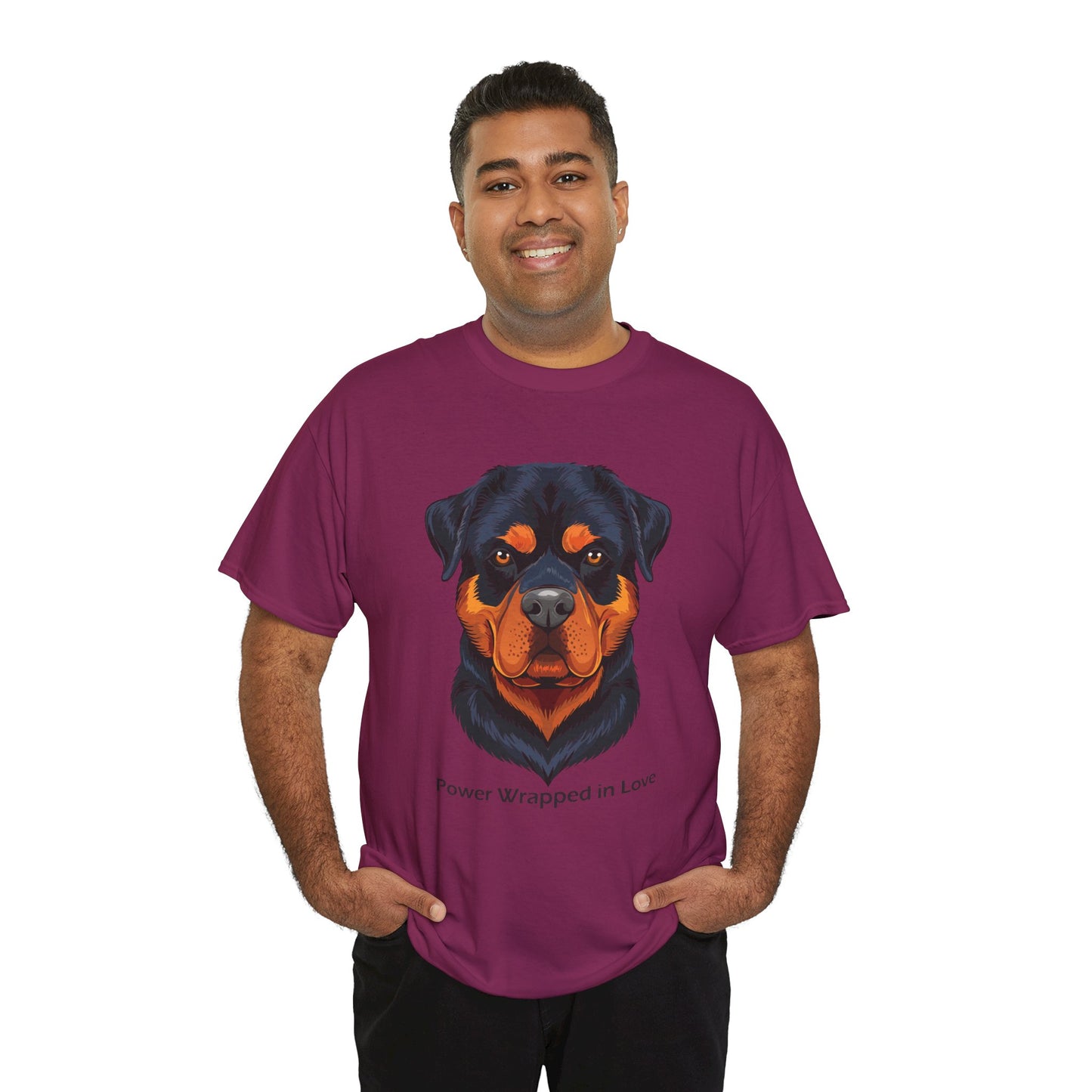 Camiseta unisex de algodón grueso Rottweiler - Power Wraped in Lover 