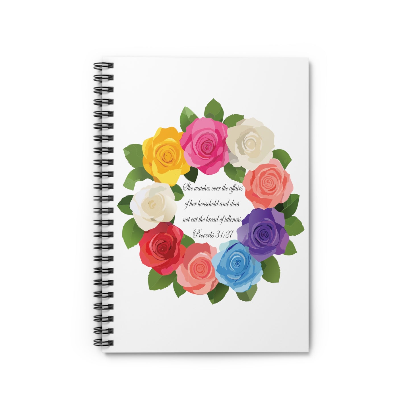 Inspirational Floral Spiral Notebook for Mom - Proverbs 31:27
