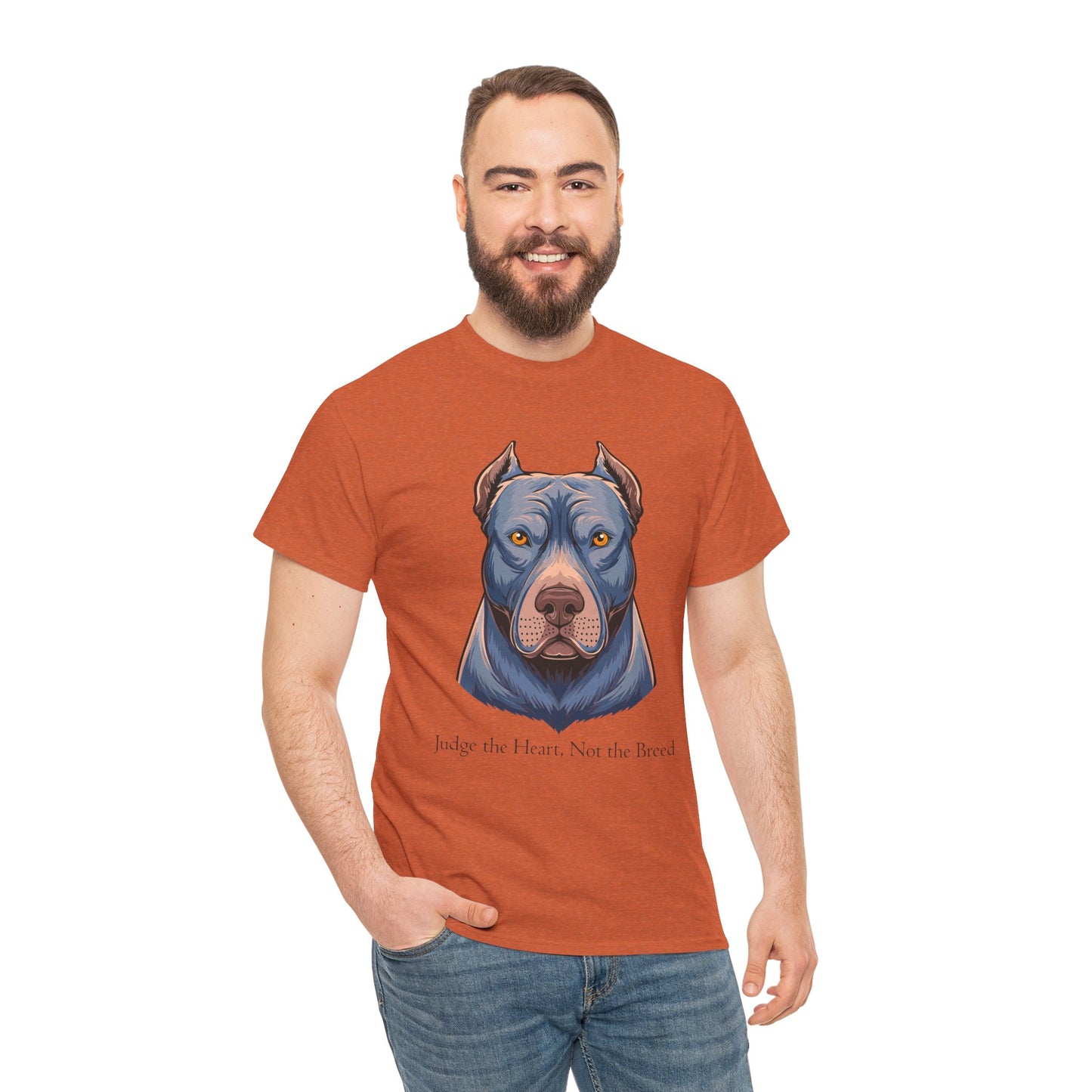 Camiseta unisex de algodón grueso Pit Bull - Juzga el corazón, no la raza 