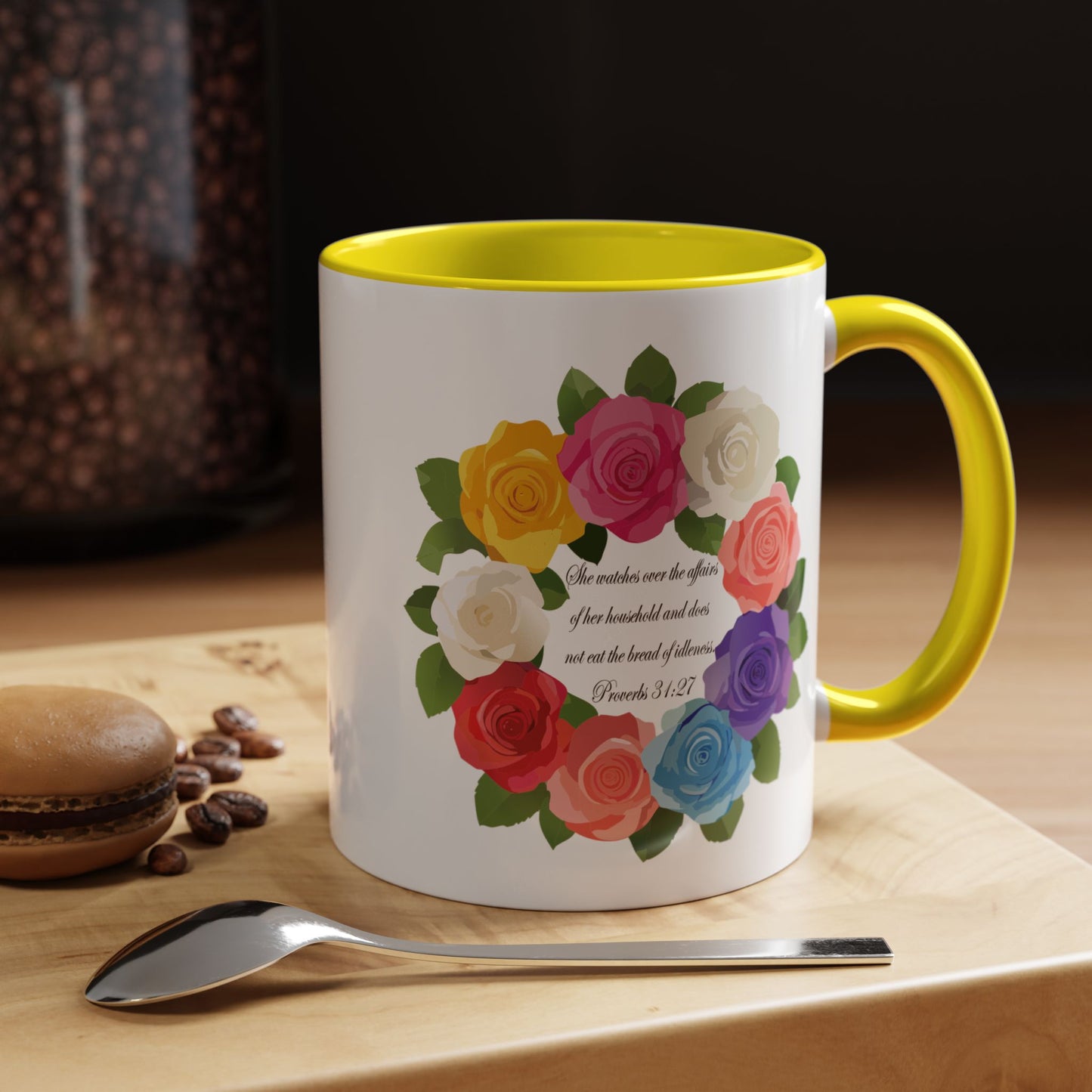 Inspirational Floral Coffee Mug for Mom- Proverbs 31:27