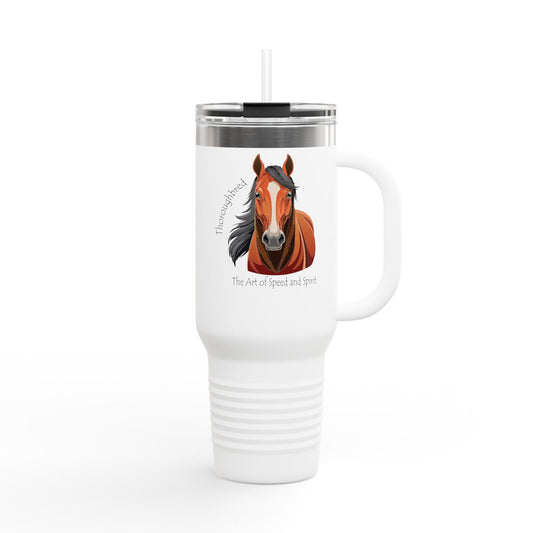 Thoroughbred Horse Insulated Travel Mug - 40oz, Perfect for Horse Lovers