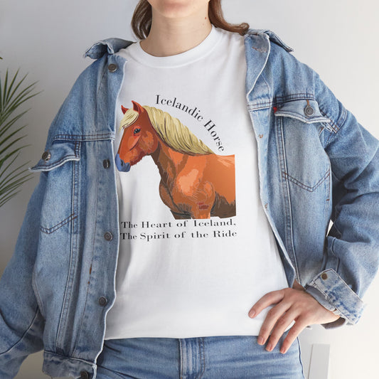 Icelandic Horse Unisex Heavy Cotton Tee - The Heart of Iceland, The Spirit of the Ride