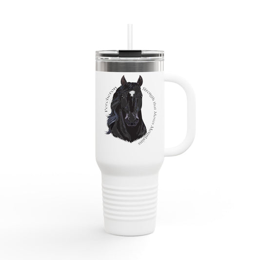 Percheron Elegant Horse Design Insulated Travel Mug - 40oz - Perfect for Horse Lovers