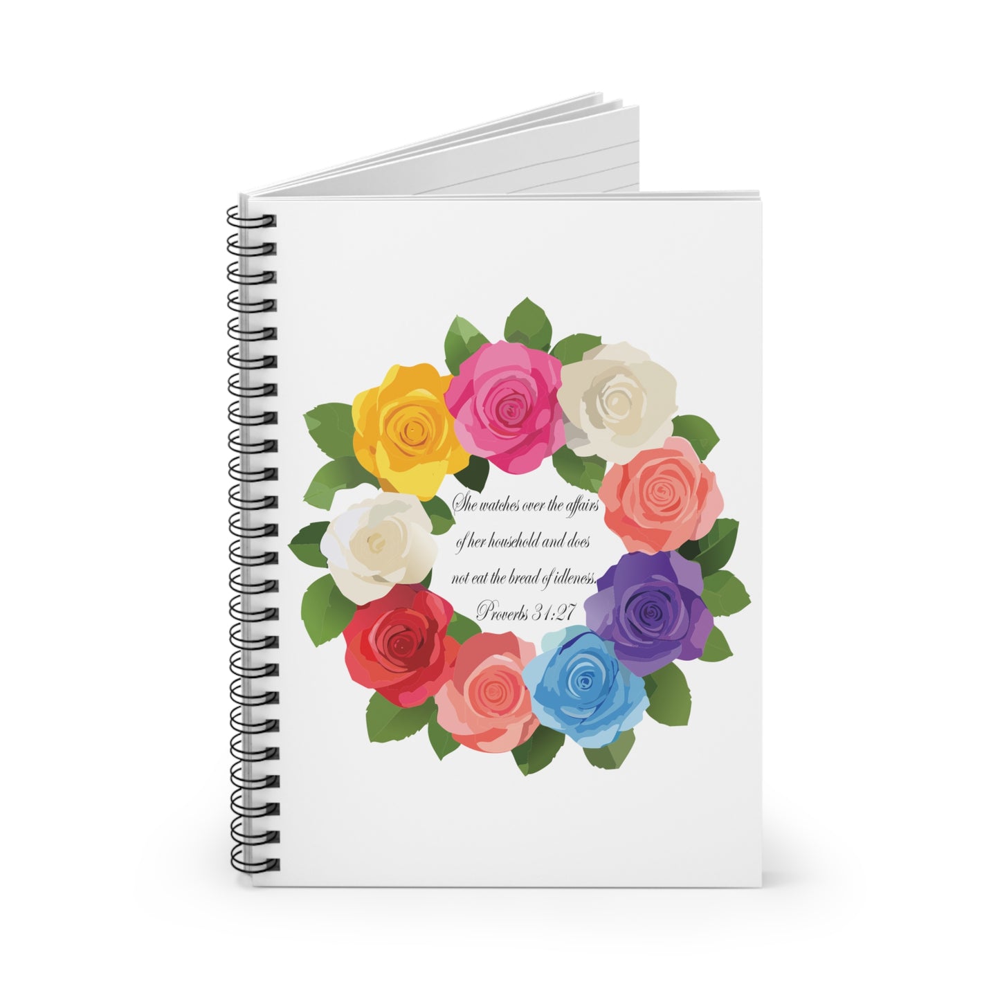 Inspirational Floral Spiral Notebook for Mom - Proverbs 31:27