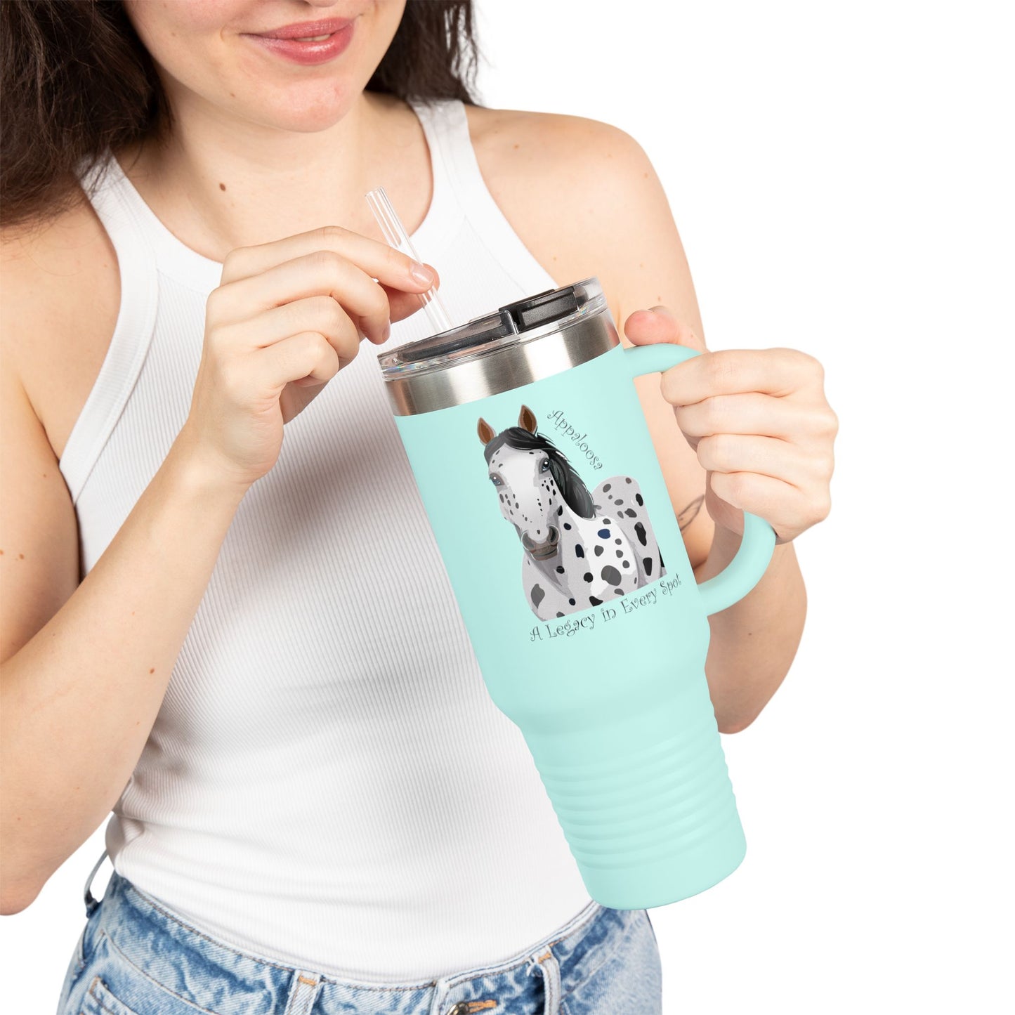 Appaloosa 40oz Insulated Travel Mug - "A Legend In Every Spot" - Perfect for Animal Lovers