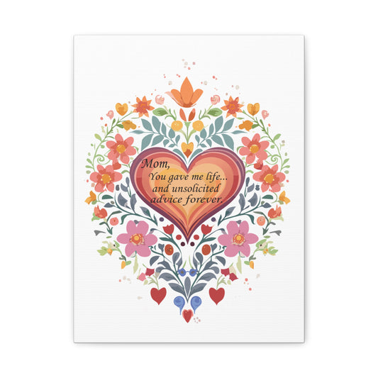 Floral Heart Canvas Art - Perfect Gift for Mom