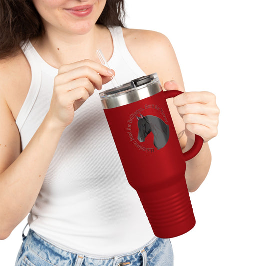 Holsteiner Horse Lover's Insulated Travel Mug - 40oz, Best of Brilliance, Built for Victory