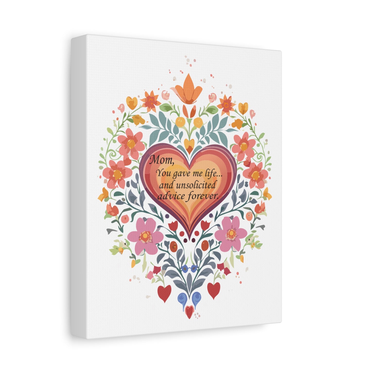 Floral Heart Canvas Art - Perfect Gift for Mom